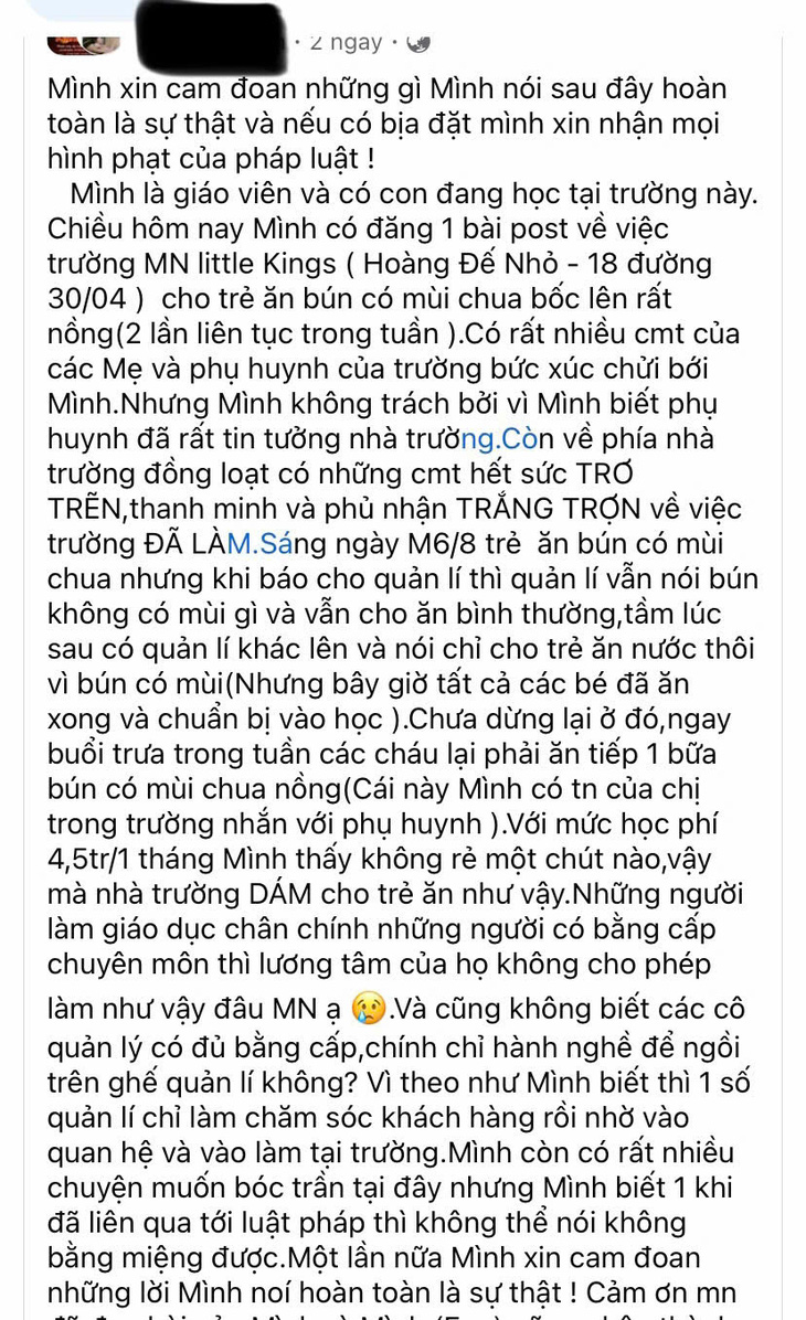 Thực hư nhiều trẻ mầm non ở Đà Nẵng ‘ăn bún thiu bị đau bụng’ - Ảnh 2.